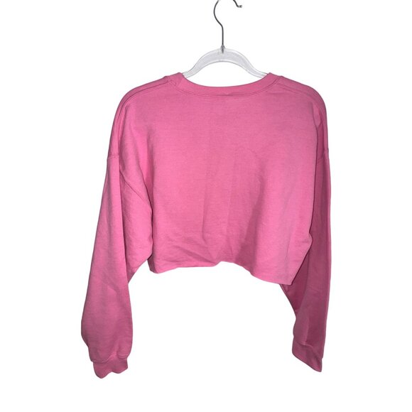 Sequin Lips Pink Cropped Sweatshirt Custom Made Size Large Y2K Sexy - Picture 2 of 6